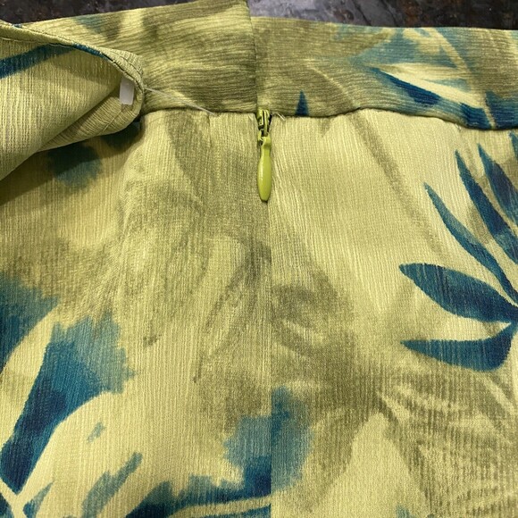 Tropical WRAP Skirt Palm Tree Belted Sash Midi Green/Yellow Size 14 NWT - Picture 5 of 8